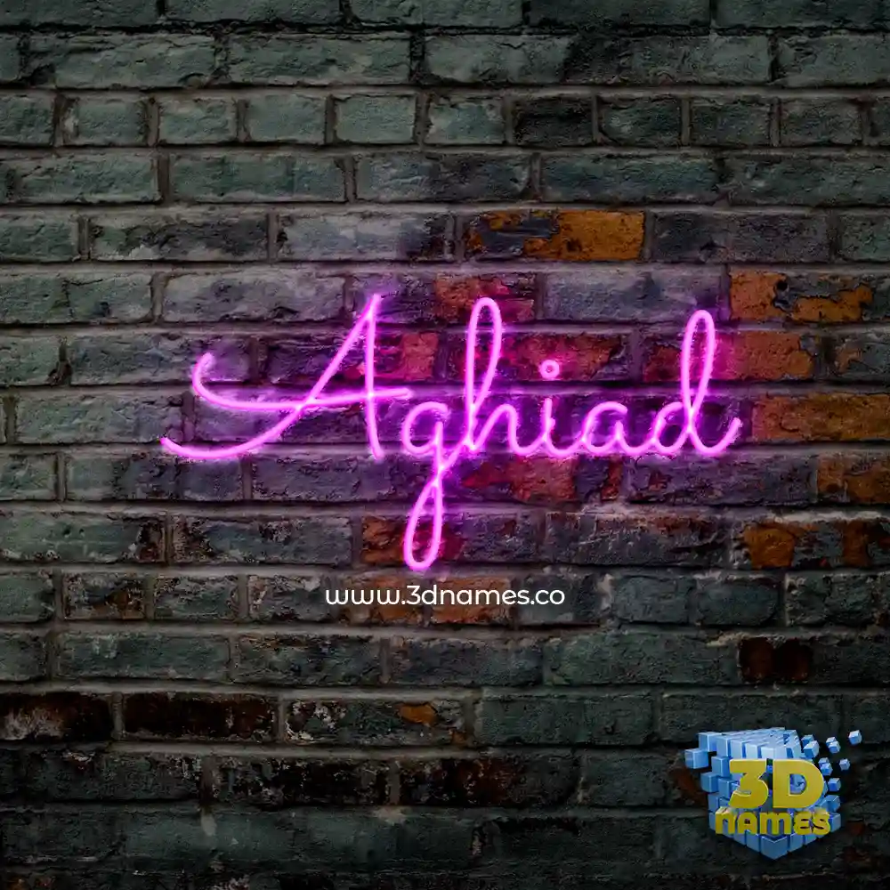 aghiad in Pink Neon style - 3D name wallpaper