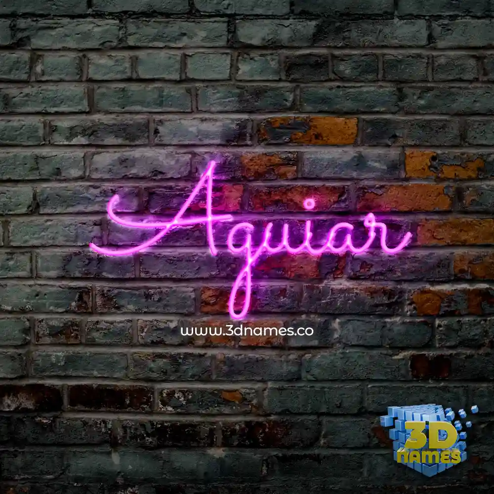 aguiar in Pink Neon style - 3D name wallpaper