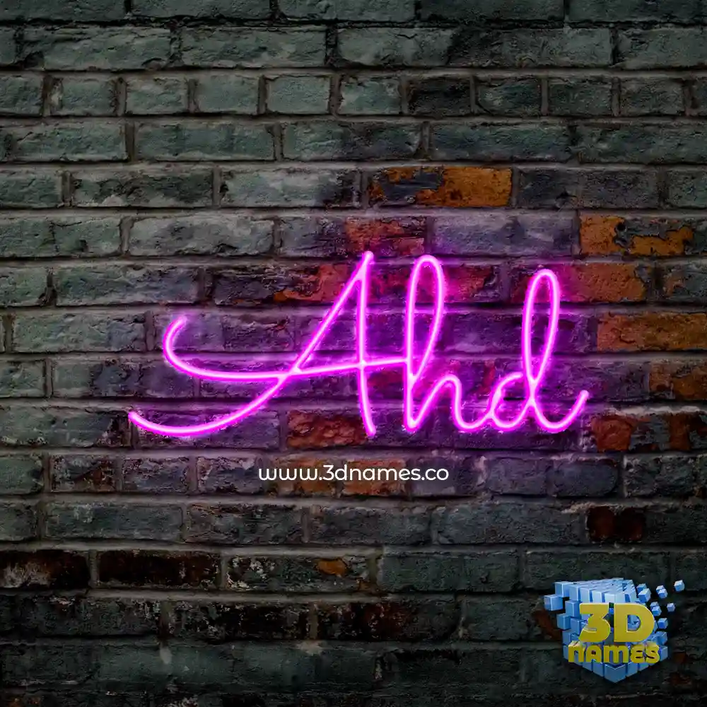 ahd in Pink Neon style - 3D name wallpaper