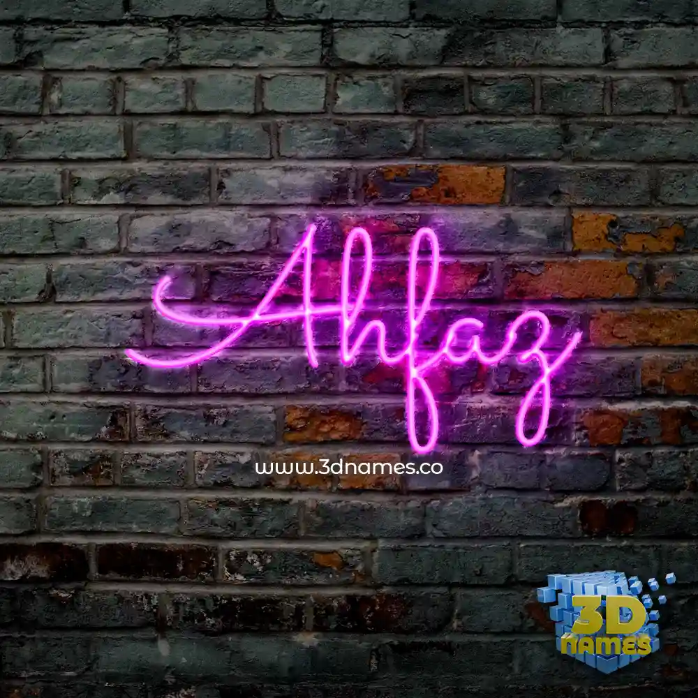 ahfaz in Pink Neon style - 3D name wallpaper