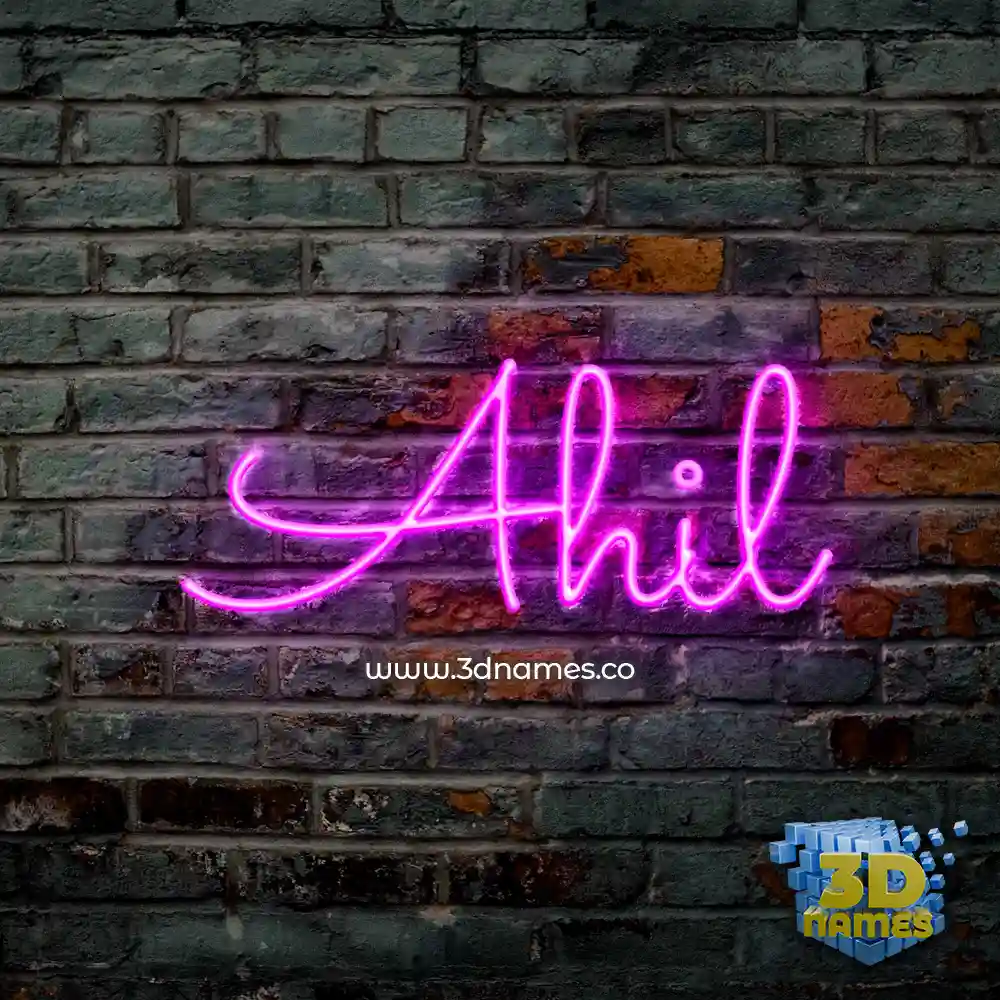 ahil in Pink Neon style - 3D name wallpaper