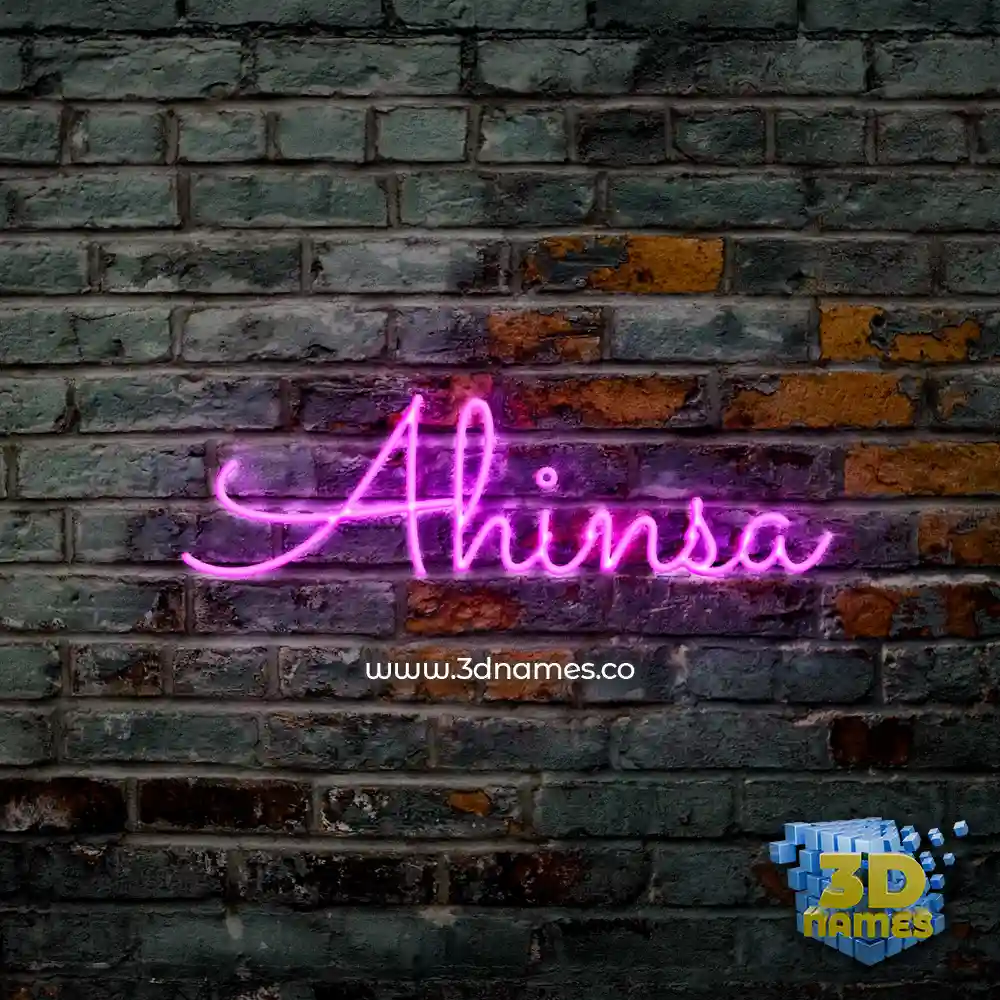 ahinsa in Pink Neon style - 3D name wallpaper