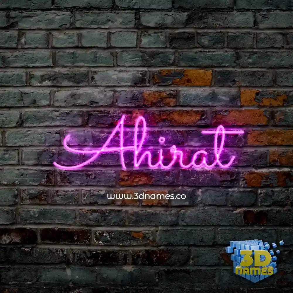 ahirat in Pink Neon style - 3D name wallpaper
