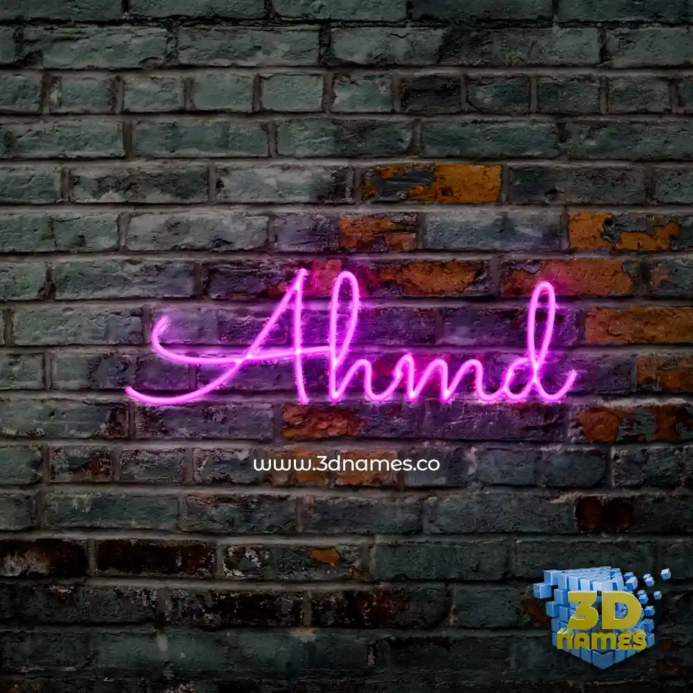 ahmd in Pink Neon style - 3D name wallpaper