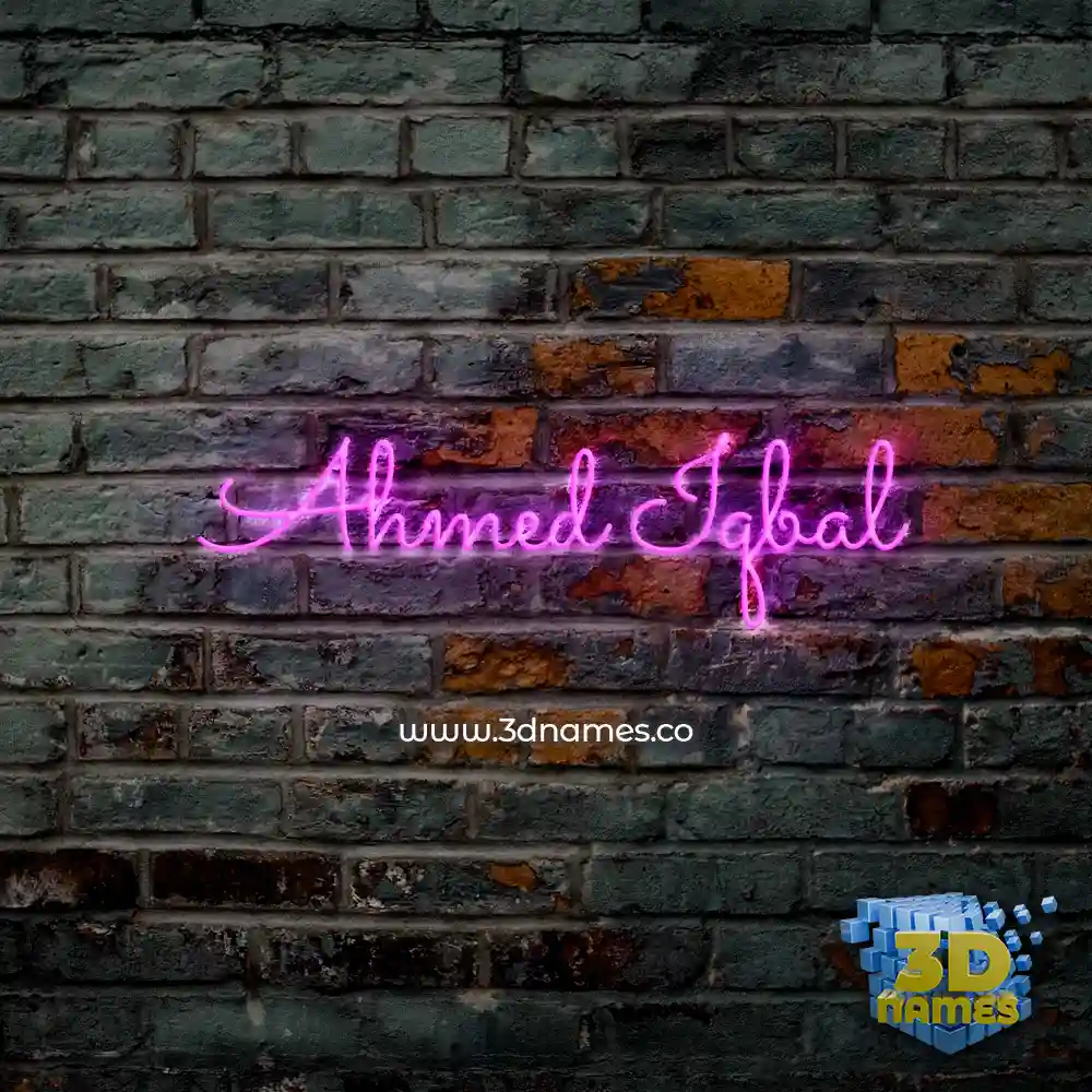 ahmed iqbal in Pink Neon style - 3D name wallpaper