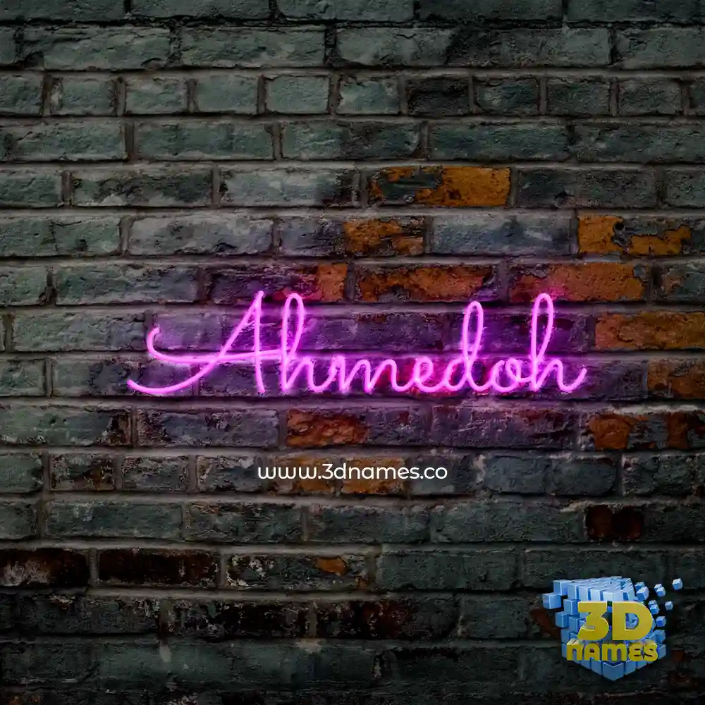 ahmedoh in Pink Neon style - 3D name wallpaper