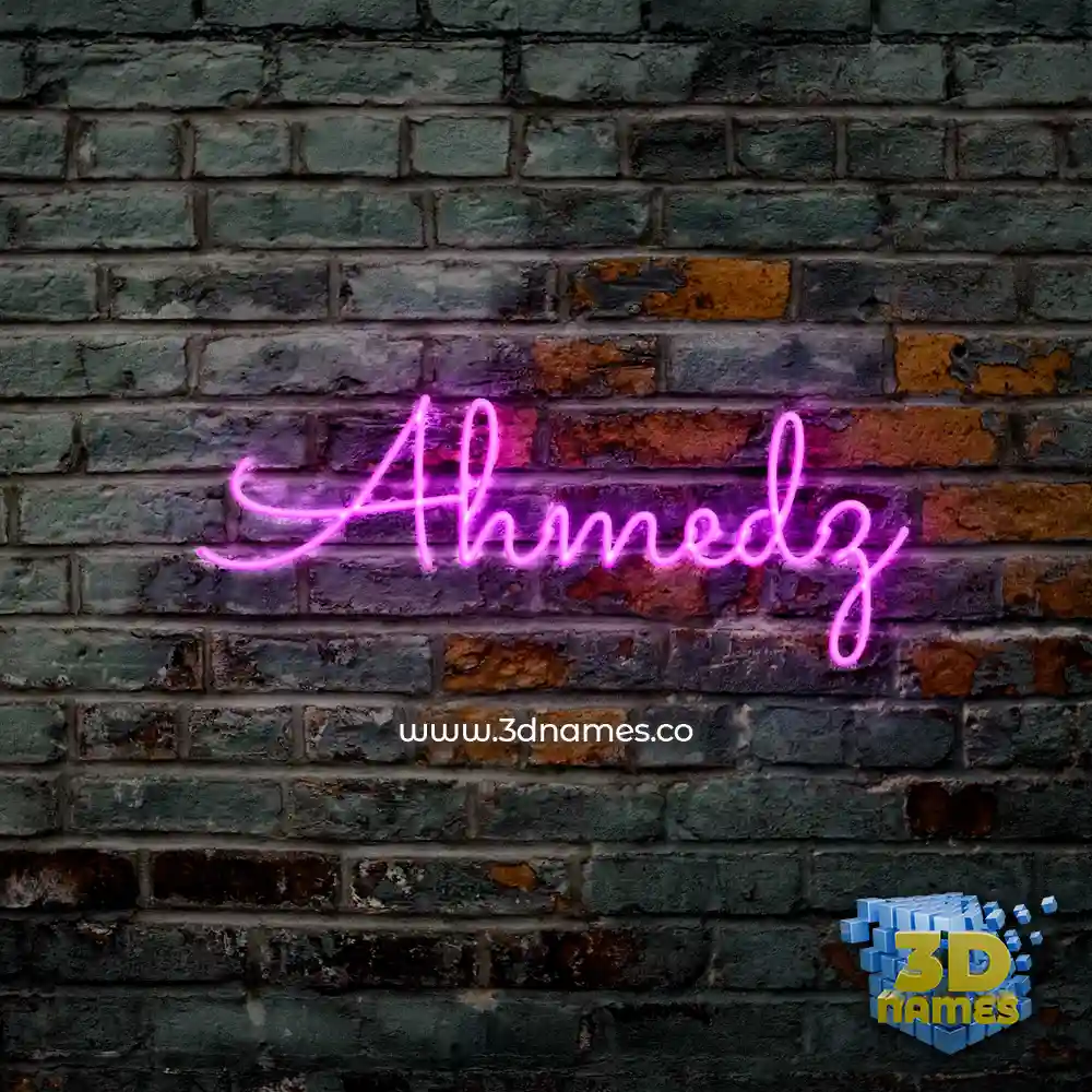 ahmedz in Pink Neon style - 3D name wallpaper