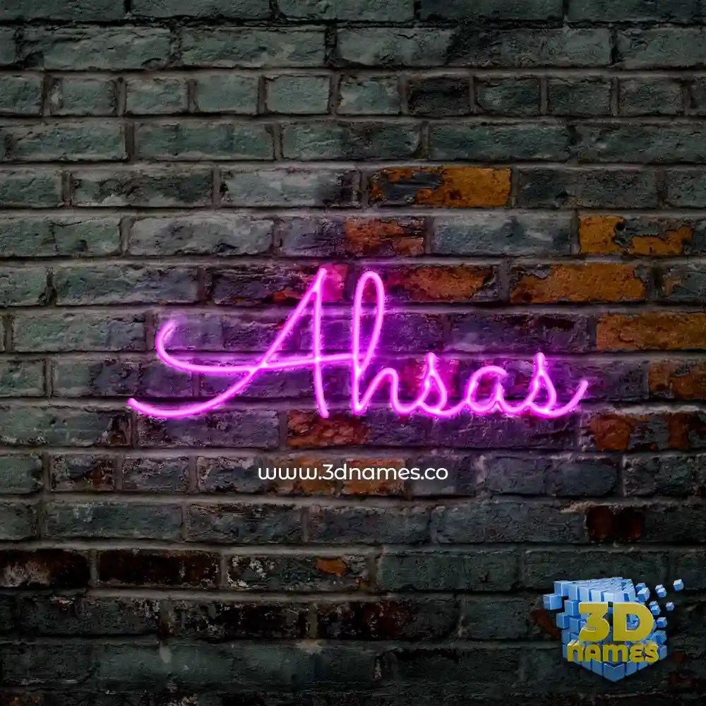 ahsas in Pink Neon style - 3D name wallpaper