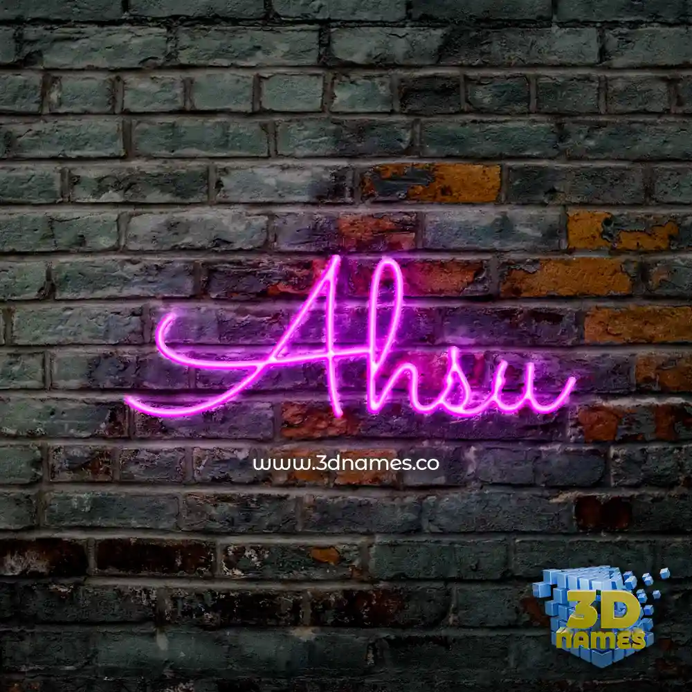 ahsu in Pink Neon style - 3D name wallpaper