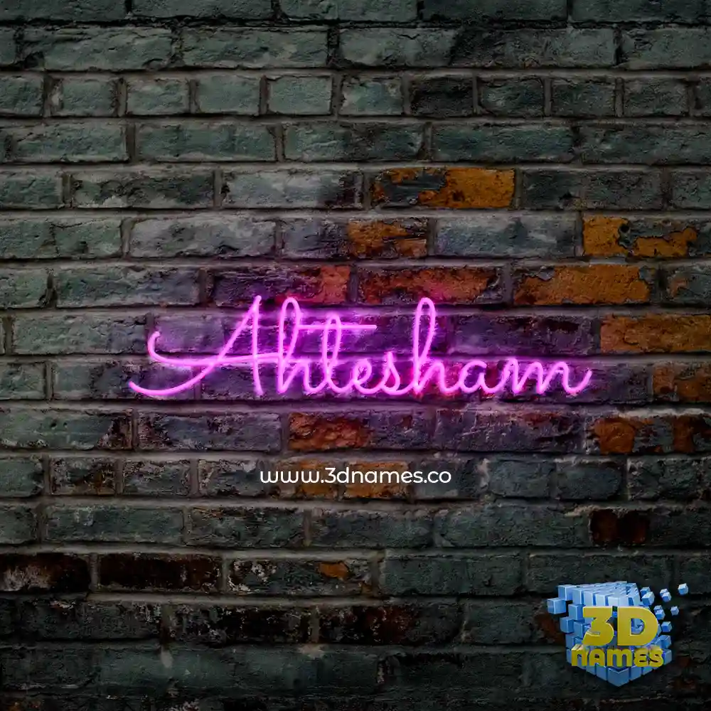 ahtesham in Pink Neon style - 3D name wallpaper