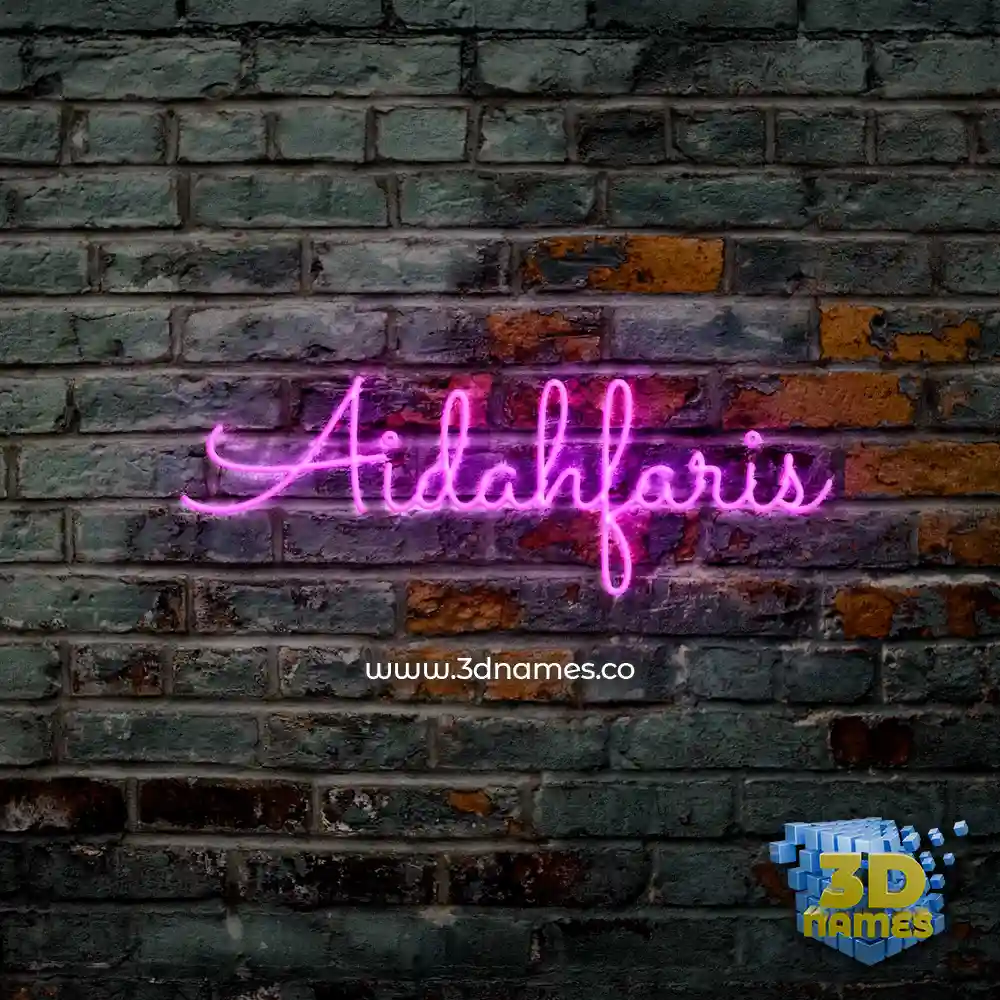 aidahfaris in Pink Neon style - 3D name wallpaper