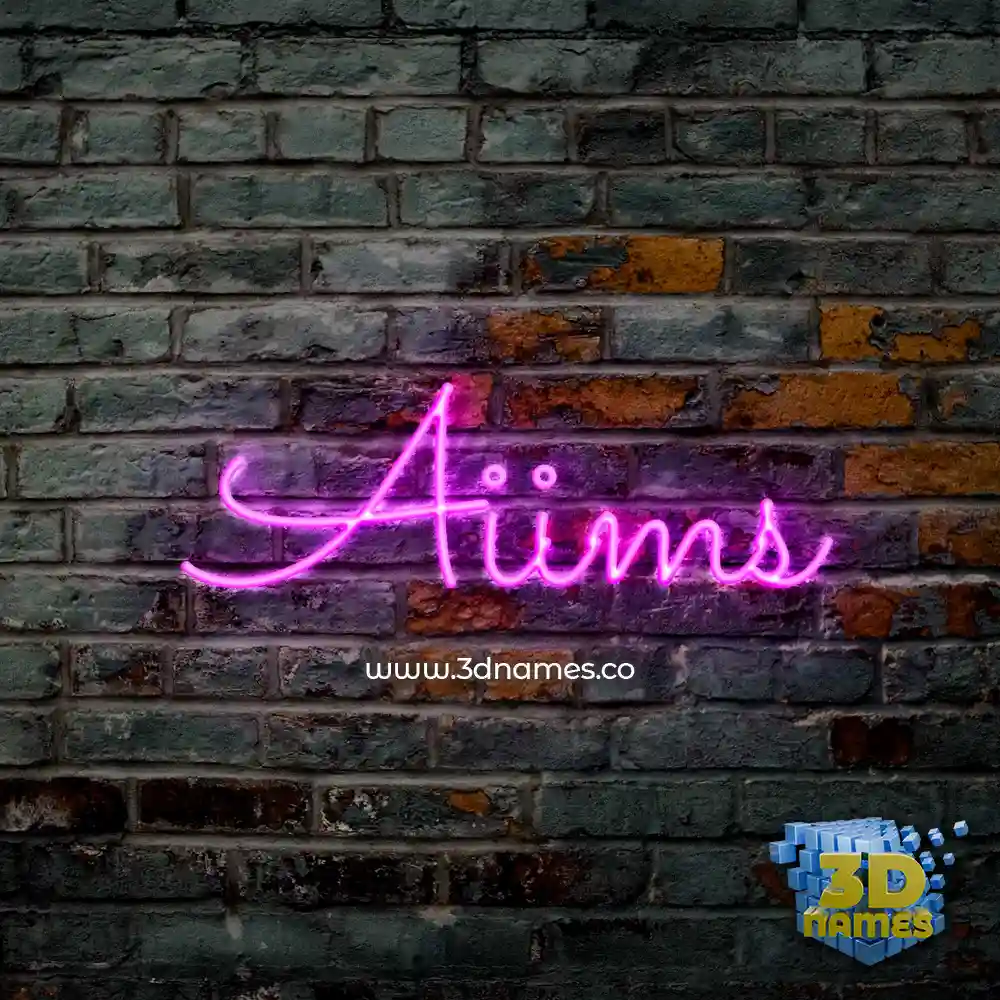 aiims in Pink Neon style - 3D name wallpaper