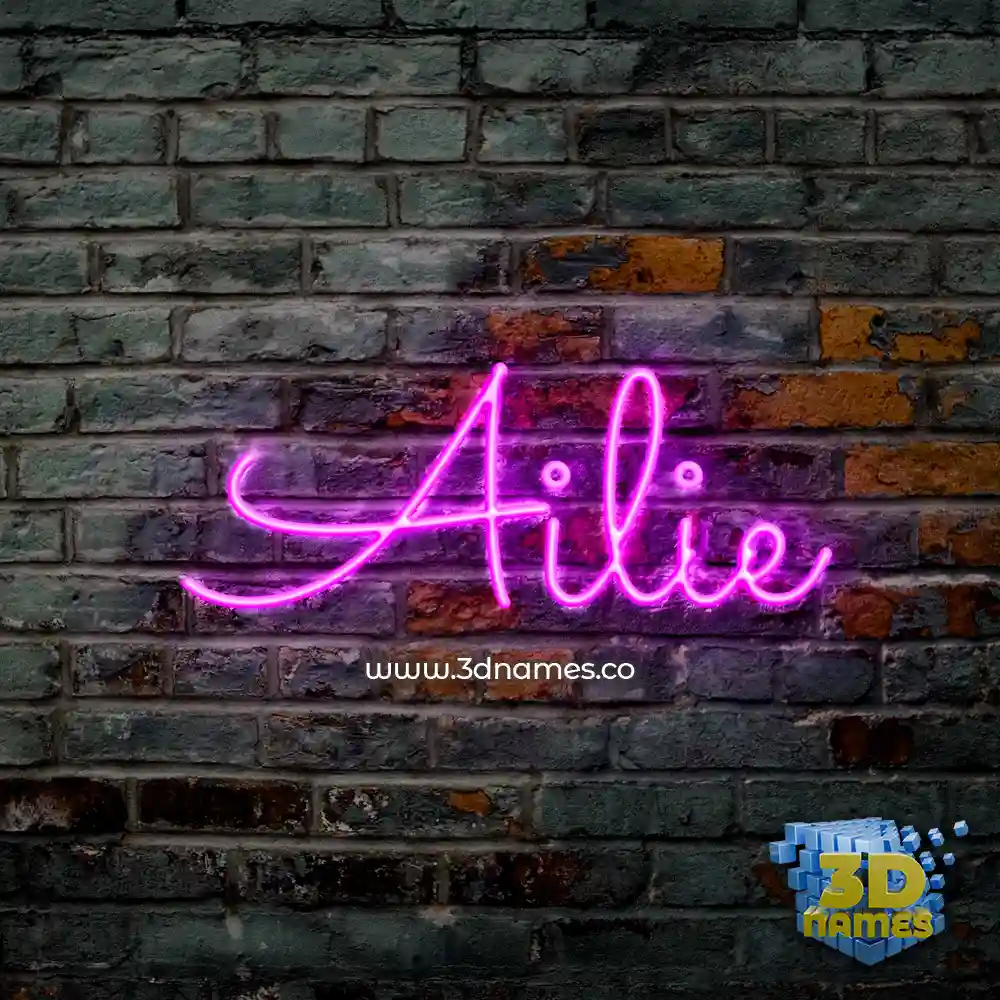ailie in Pink Neon style - 3D name wallpaper