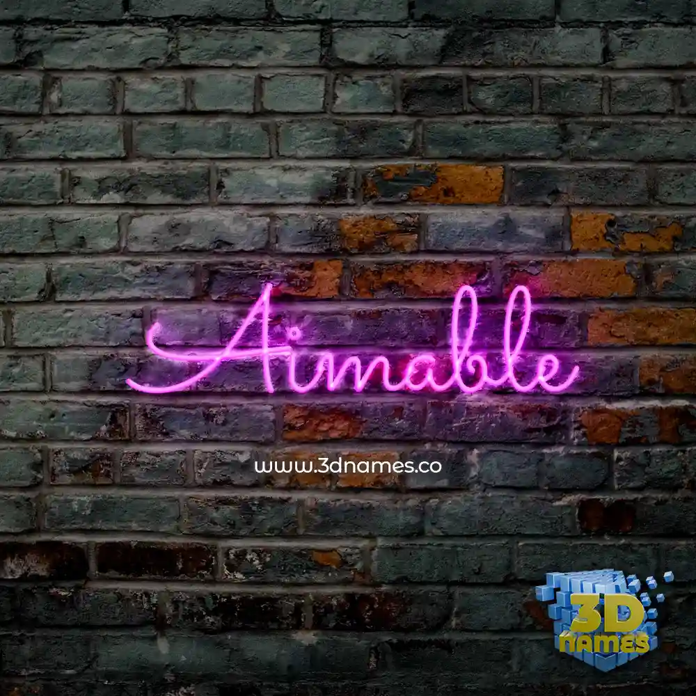aimable in Pink Neon style - 3D name wallpaper