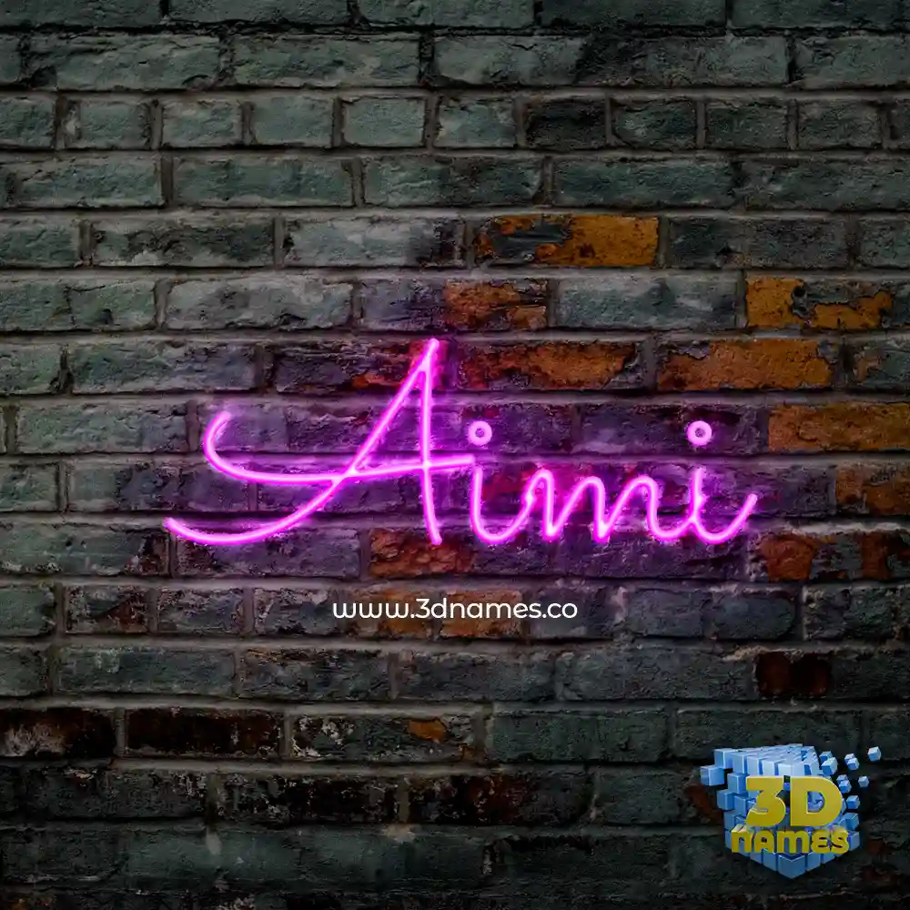 aimi in Pink Neon style - 3D name wallpaper