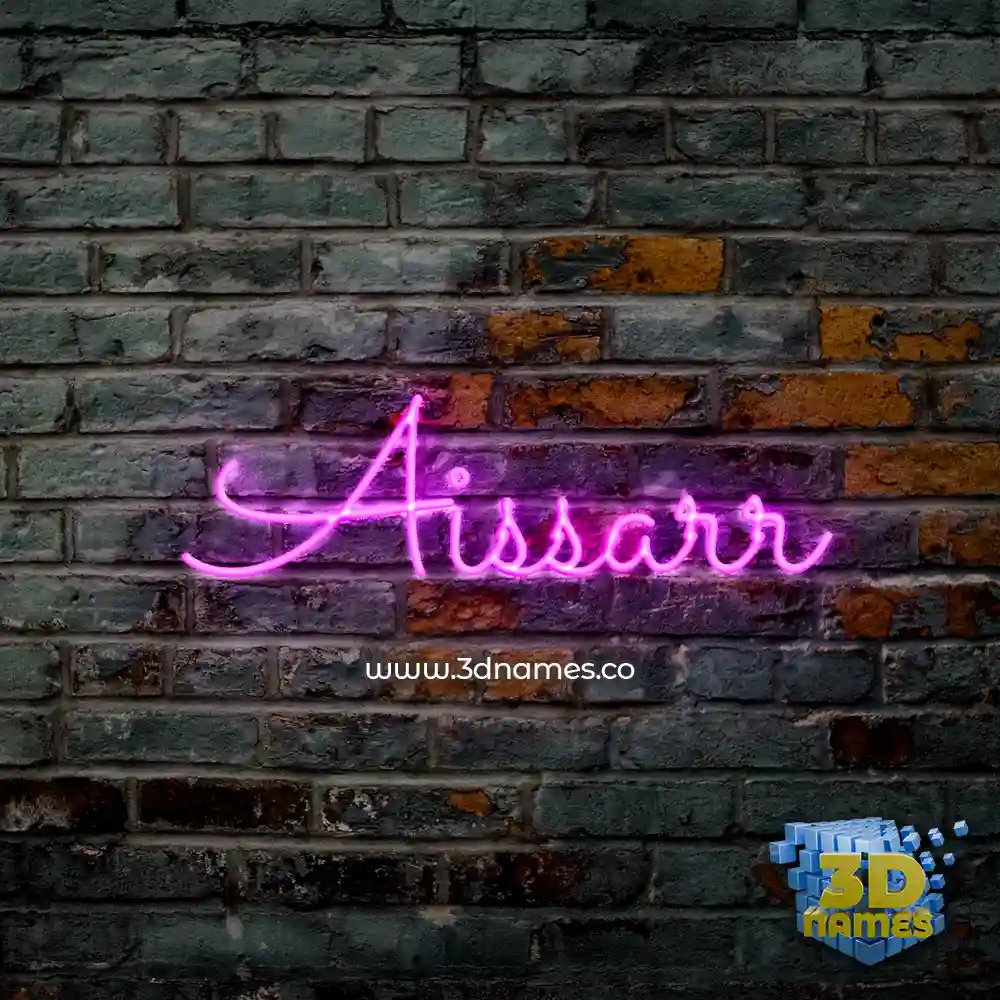 aissarr in Pink Neon style - 3D name wallpaper