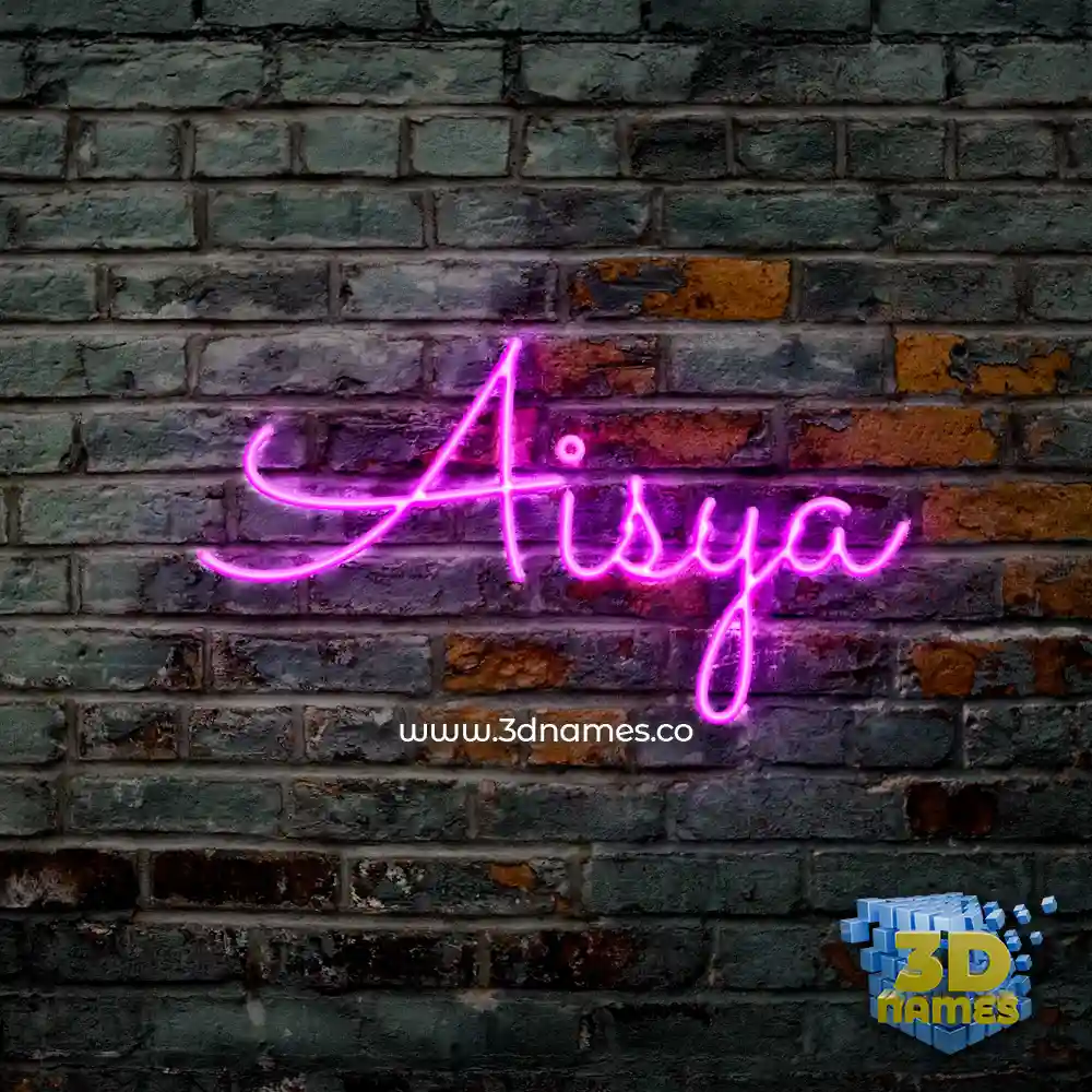 aisya in Pink Neon style - 3D name wallpaper