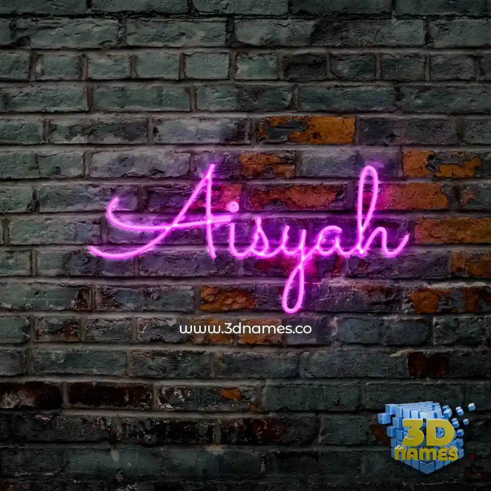 aisyah in Pink Neon style - 3D name wallpaper