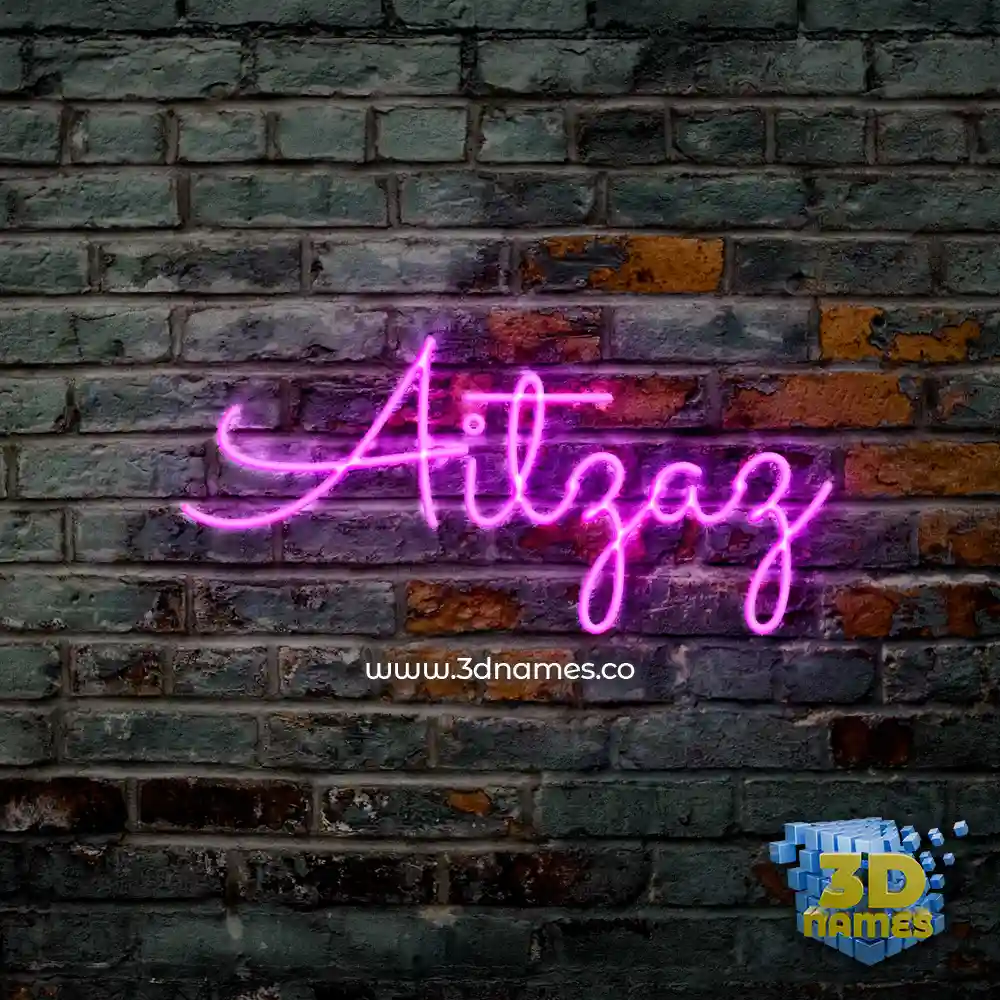 aitzaz in Pink Neon style - 3D name wallpaper