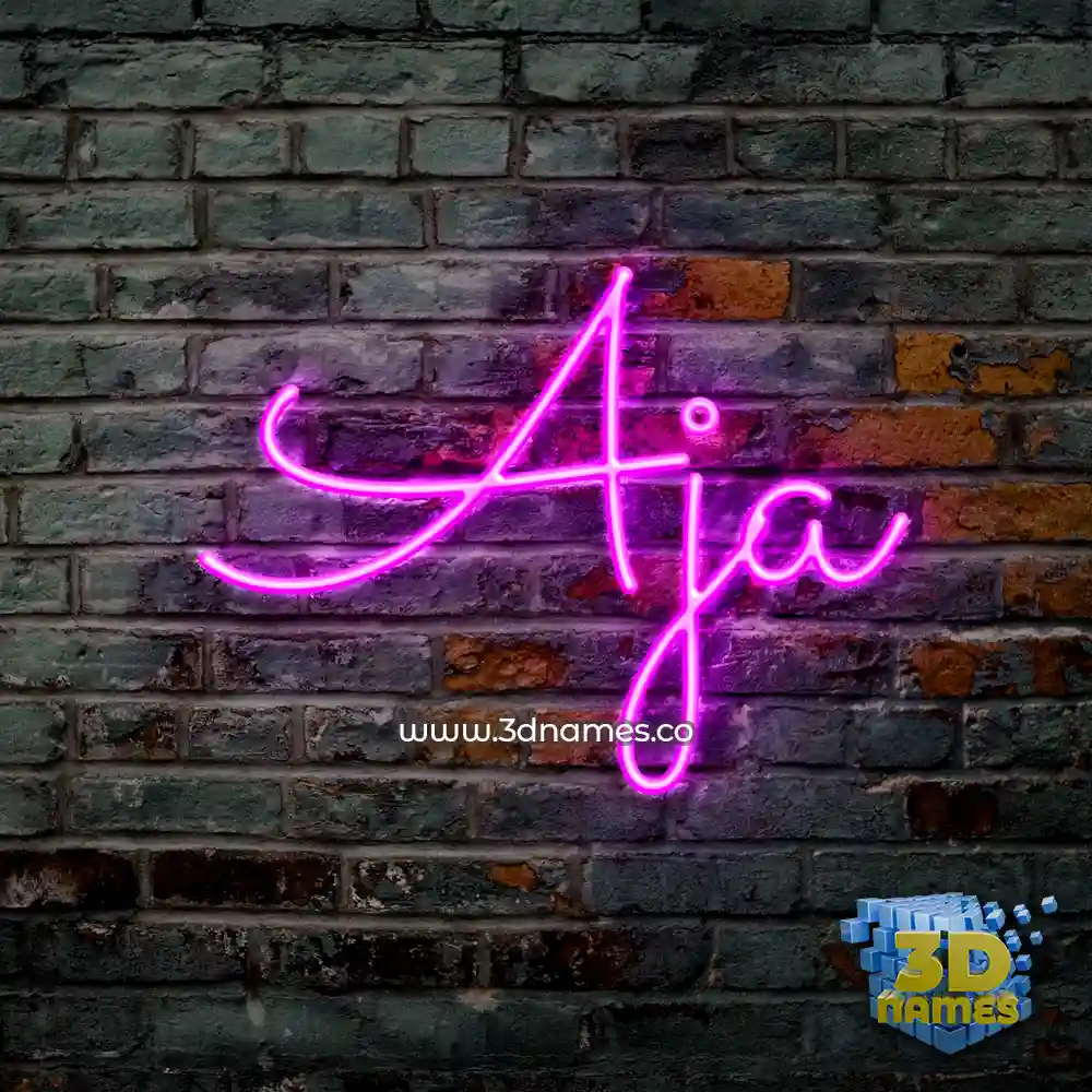 aja in Pink Neon style - 3D name wallpaper