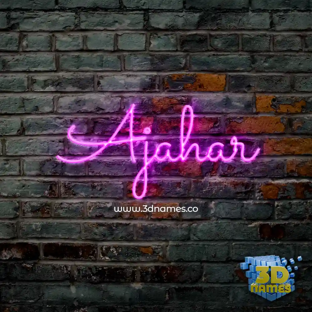 ajahar in Pink Neon style - 3D name wallpaper