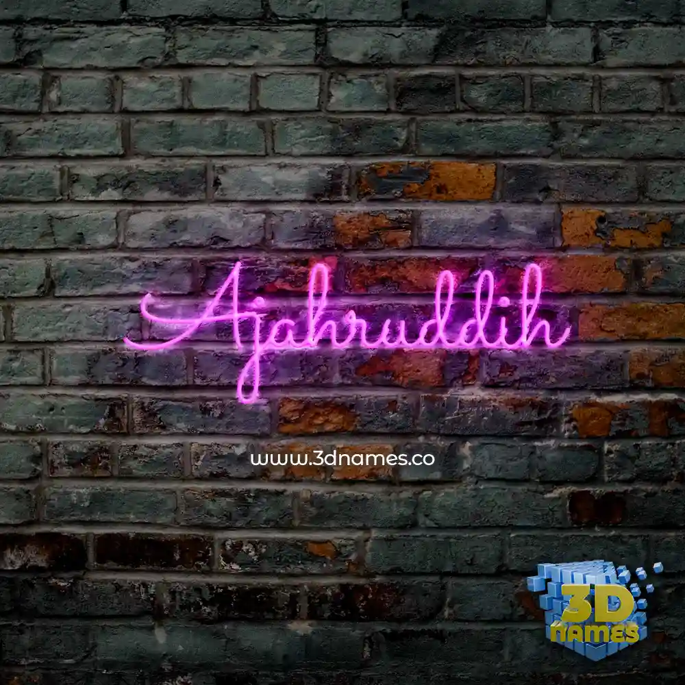 ajahruddih in Pink Neon style - 3D name wallpaper