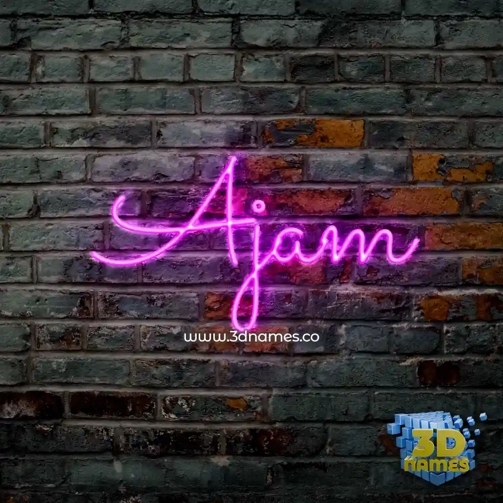 ajam in Pink Neon style - 3D name wallpaper