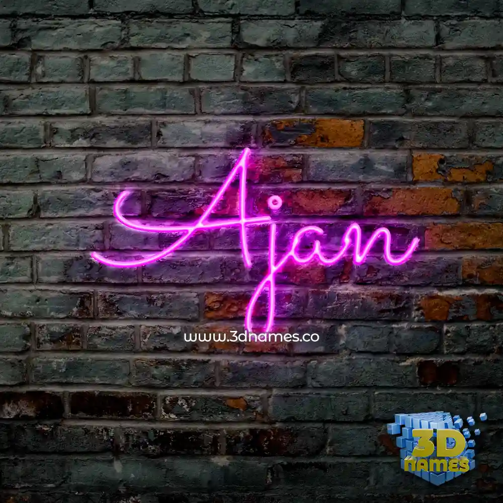ajan in Pink Neon style - 3D name wallpaper