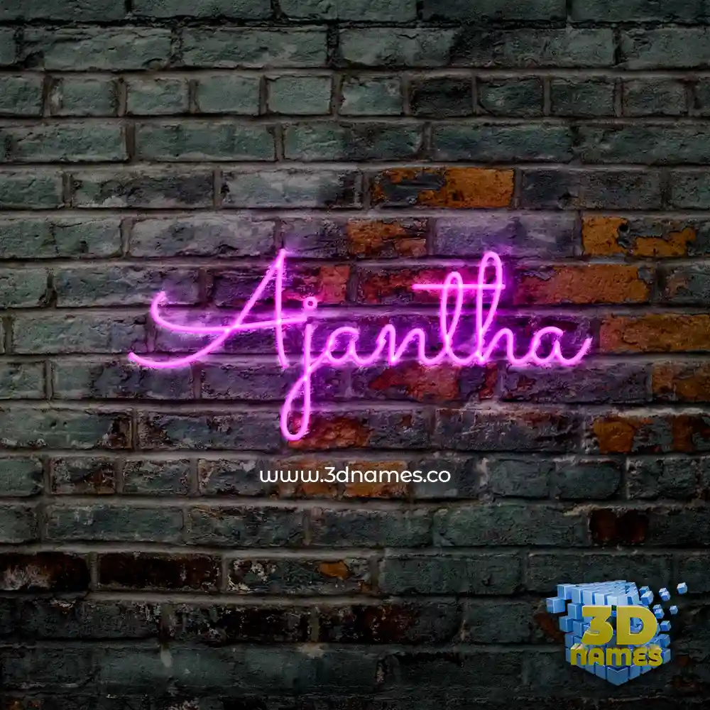ajantha in Pink Neon style - 3D name wallpaper