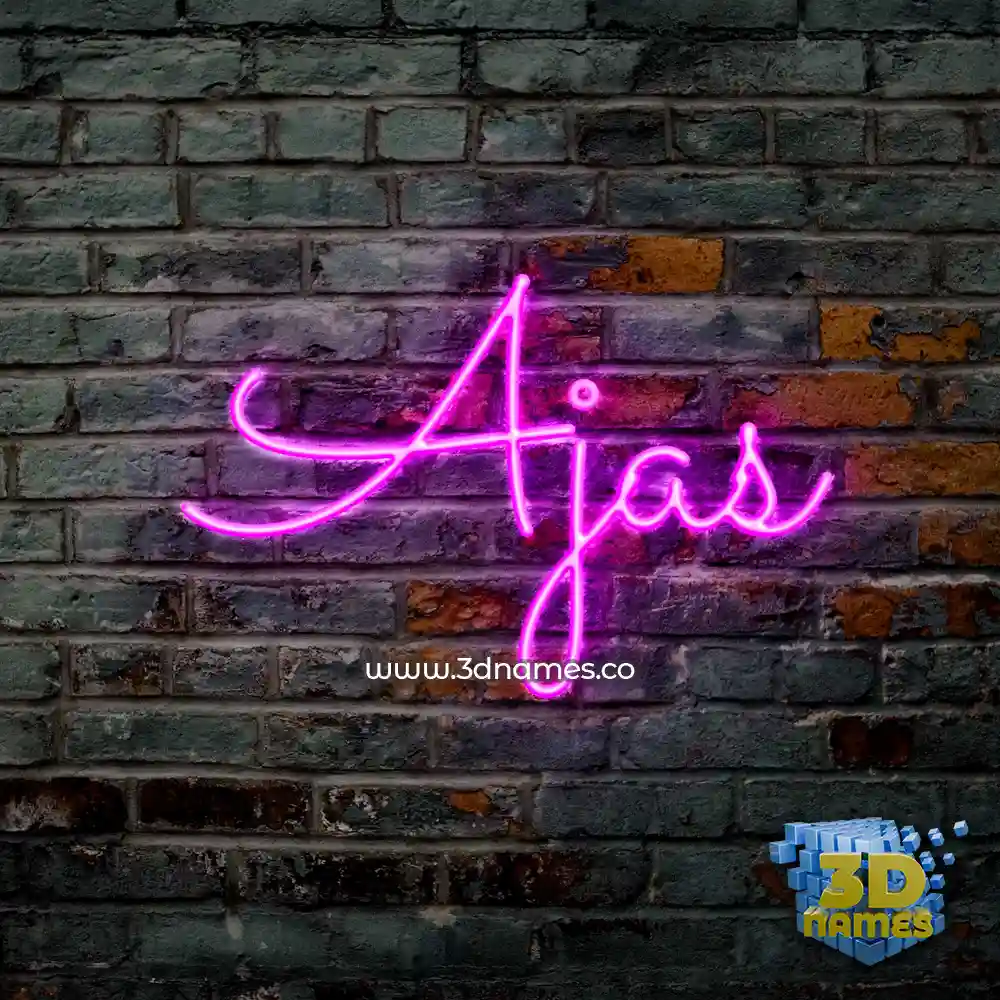 ajas in Pink Neon style - 3D name wallpaper