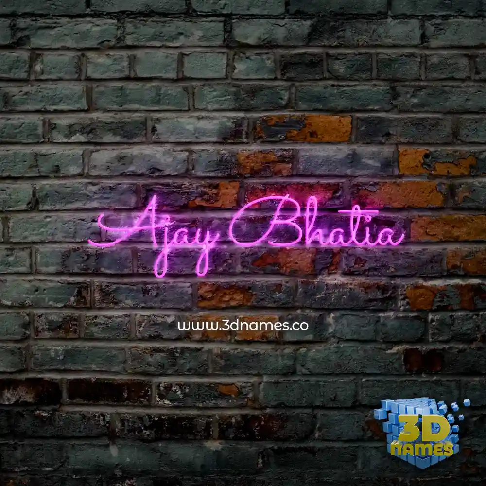 ajay bhatia in Pink Neon style - 3D name wallpaper