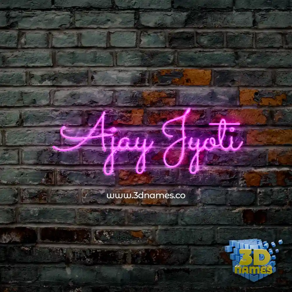 ajay jyoti in Pink Neon style - 3D name wallpaper