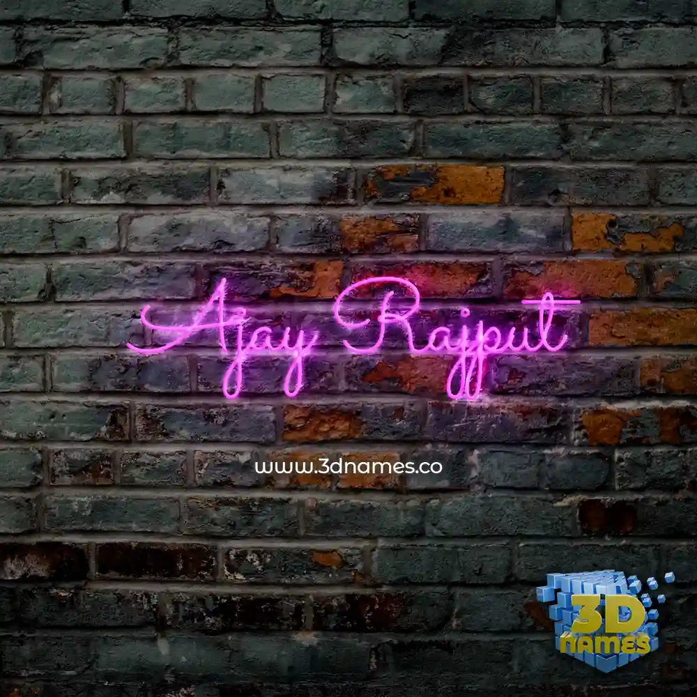 ajay rajput in Pink Neon style - 3D name wallpaper