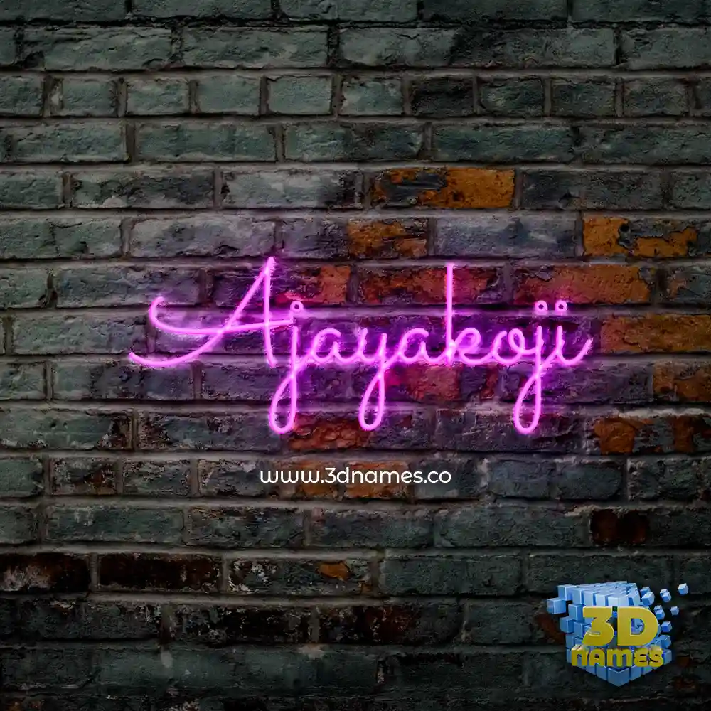 ajayakoji in Pink Neon style - 3D name wallpaper