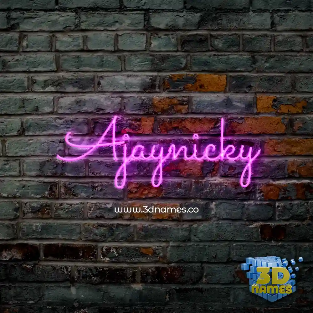 ajaynicky in Pink Neon style - 3D name wallpaper
