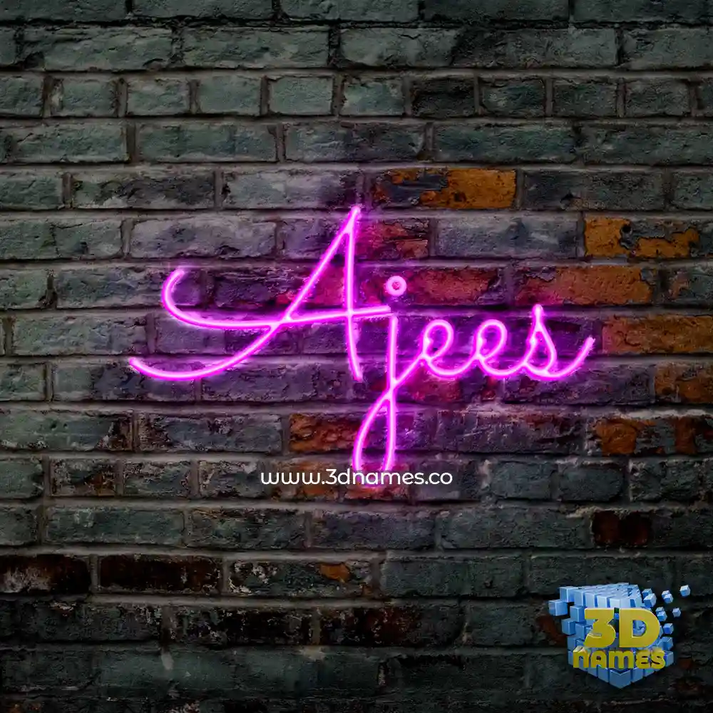 ajees in Pink Neon style - 3D name wallpaper
