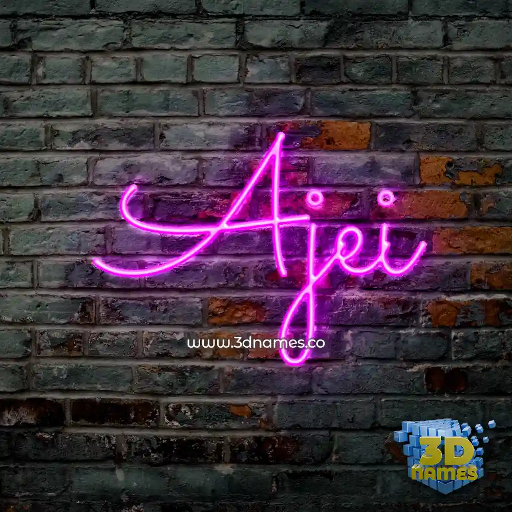 ajei in Pink Neon style - 3D name wallpaper
