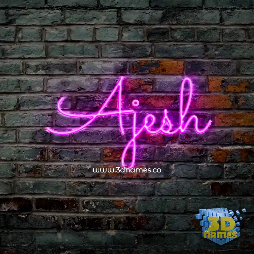 ajesh in Pink Neon style - 3D name wallpaper