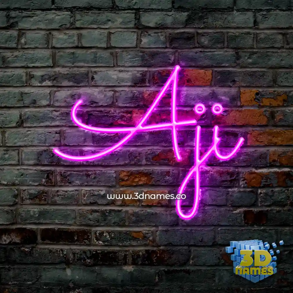 aji in Pink Neon style - 3D name wallpaper
