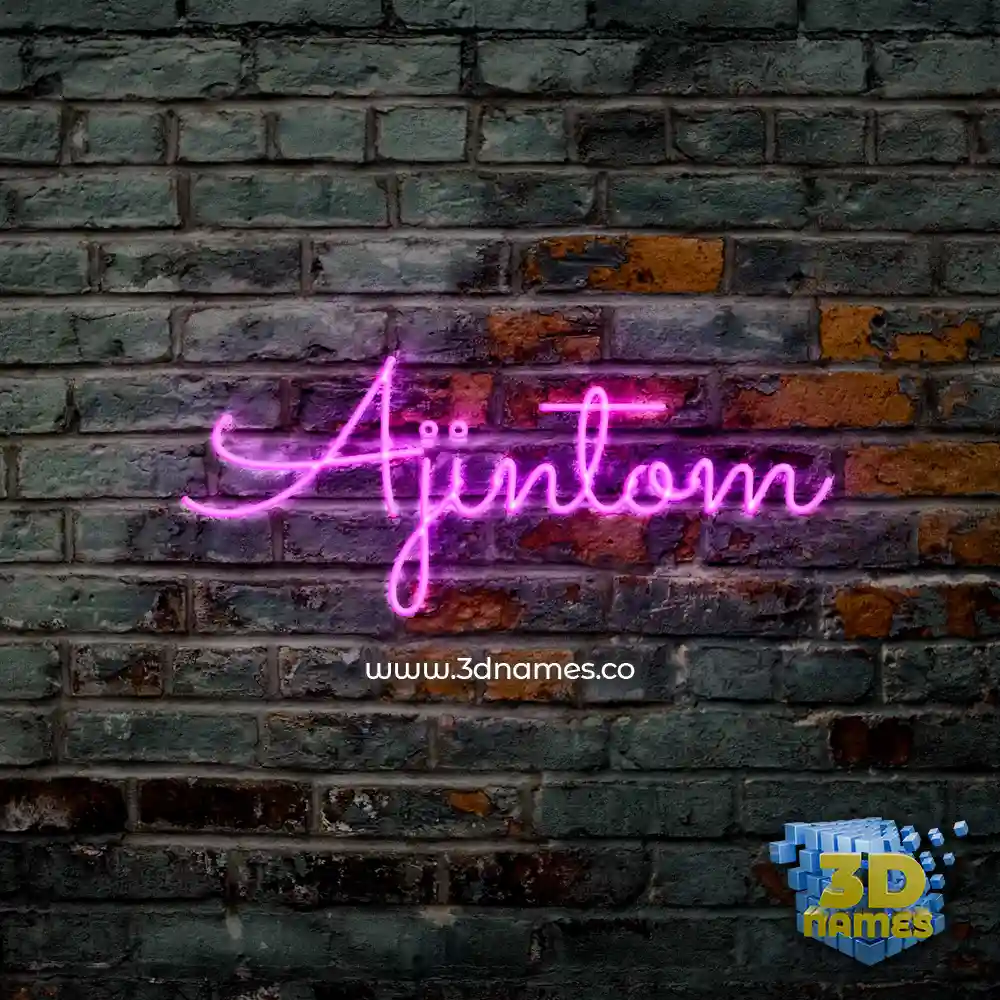 ajintom in Pink Neon style - 3D name wallpaper
