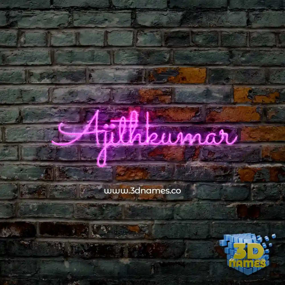 ajithkumar in Pink Neon style - 3D name wallpaper
