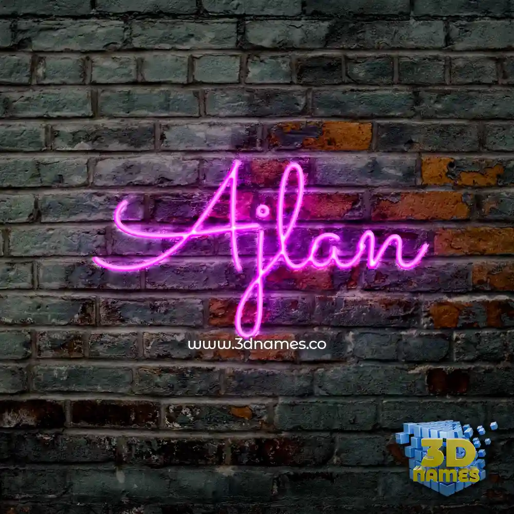 ajlan in Pink Neon style - 3D name wallpaper