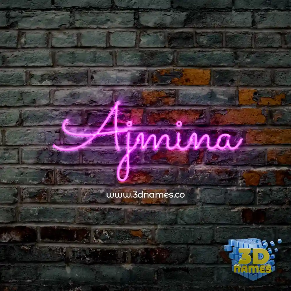 ajmina in Pink Neon style - 3D name wallpaper