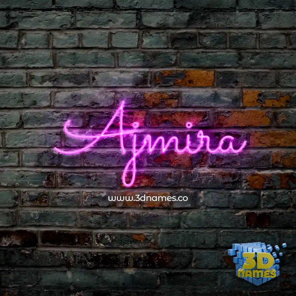 ajmira in Pink Neon style - 3D name wallpaper