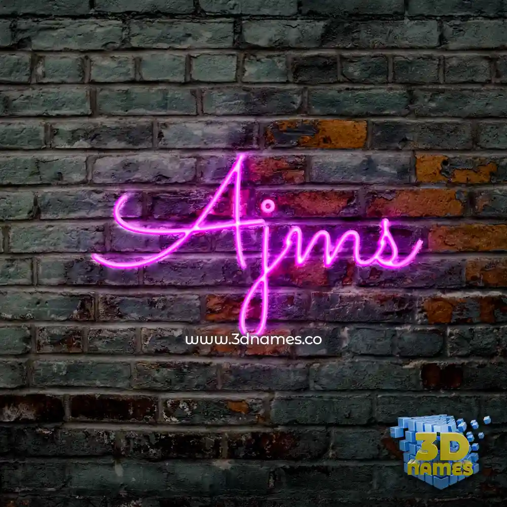 ajms in Pink Neon style - 3D name wallpaper