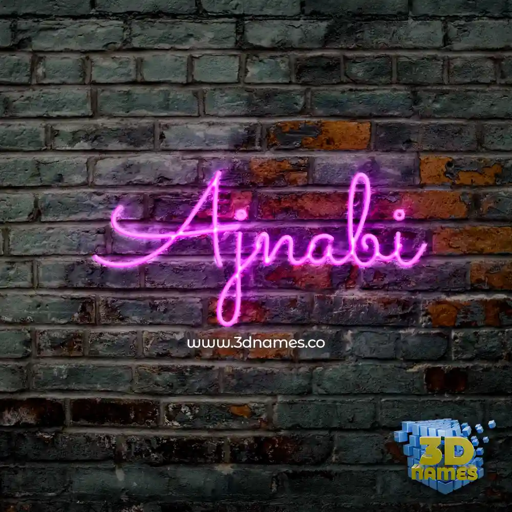 ajnabi in Pink Neon style - 3D name wallpaper