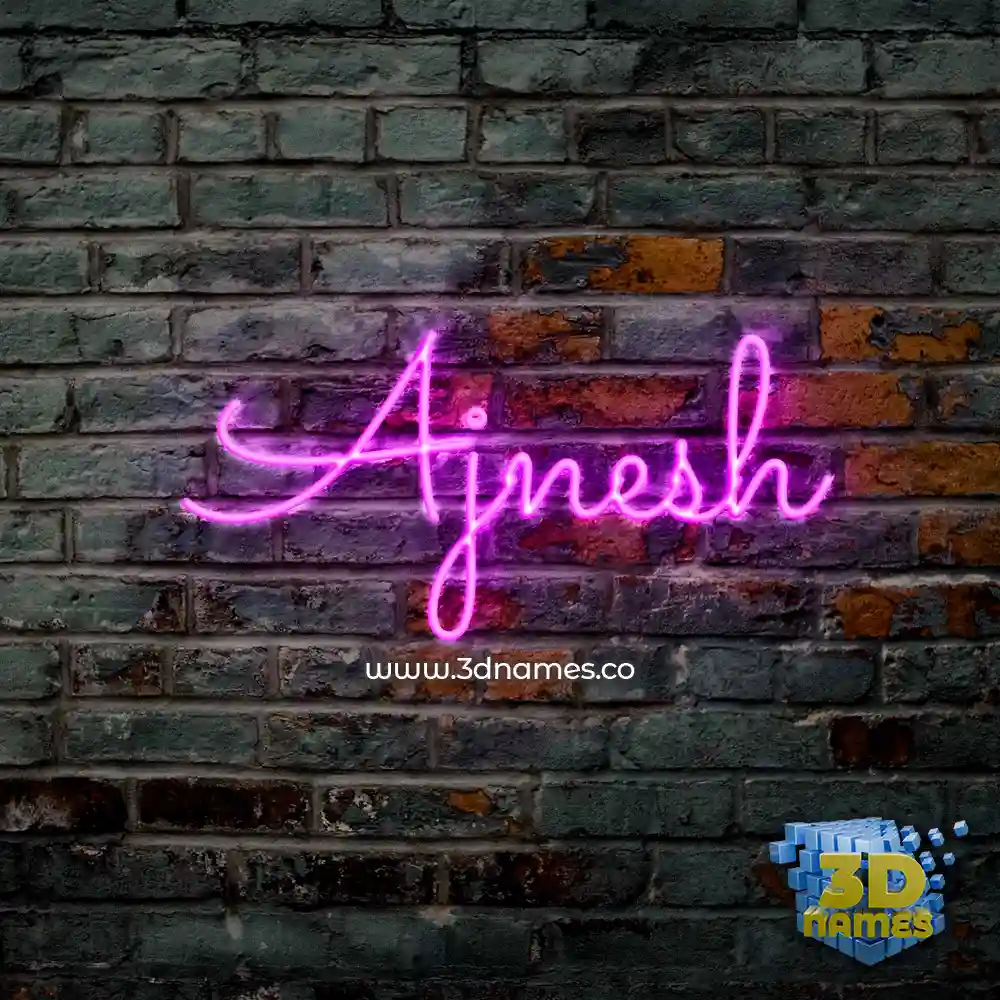 ajnesh in Pink Neon style - 3D name wallpaper