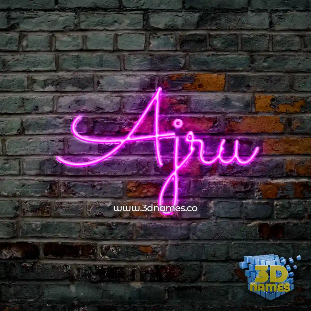 ajru in Pink Neon style - 3D name wallpaper