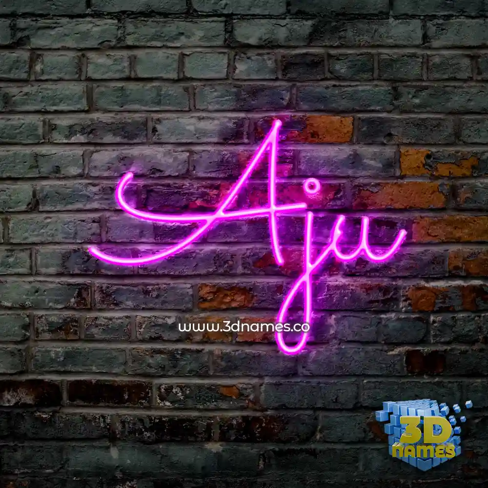 aju in Pink Neon style - 3D name wallpaper