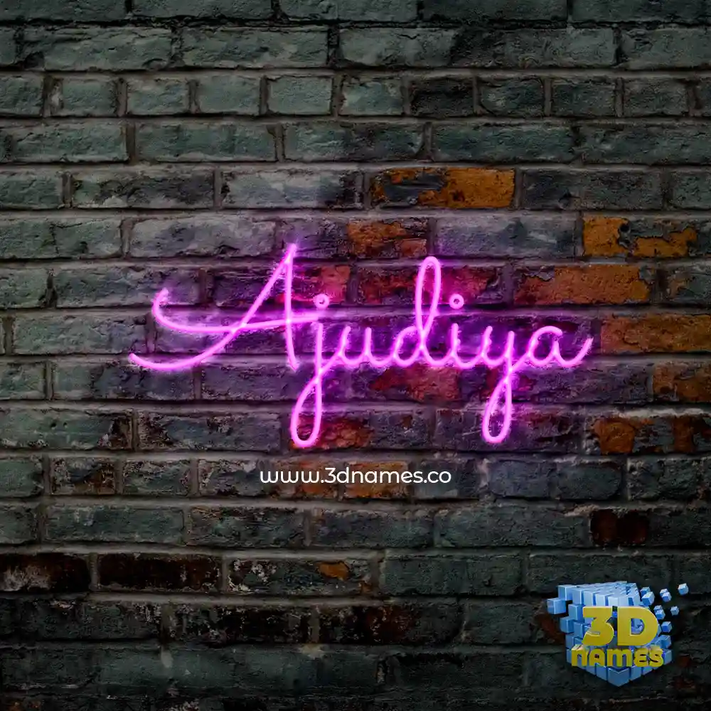 ajudiya in Pink Neon style - 3D name wallpaper